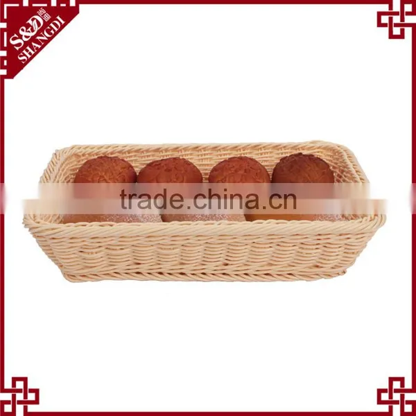 Cheap Wholesale Large Size Bread Dispaly Basket PE Wicker Hand Weave Bakery Baskets photo-2