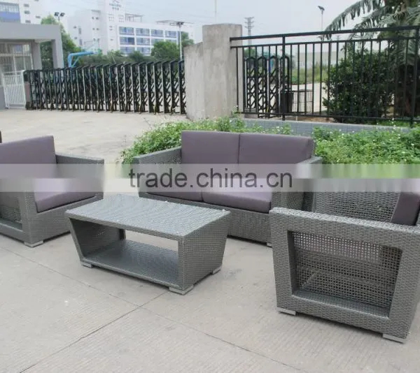 Outdoor Garden Plastic Wicker Sofa Durable Synthetic Rattan Furniture photo-5