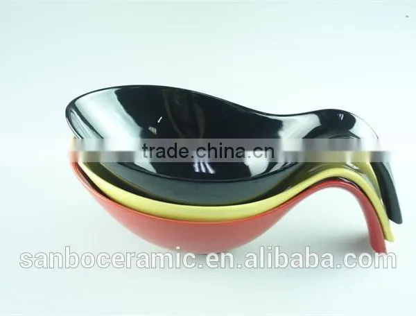 Colorful Black/yellow/red Glazed Ceramic Spoon Holder Kitchen Utensil Rest 12.2 Inch photo-2