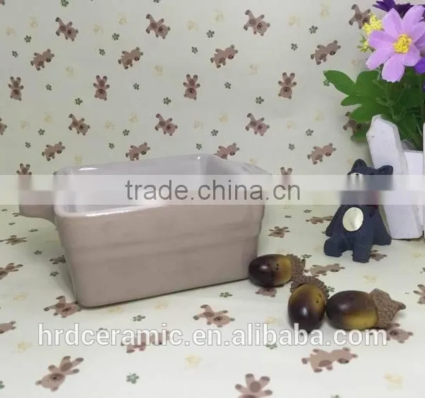 Wholesale Stocked Ceramic Square Bakeware Stoneware Plate With Two Handle photo-3