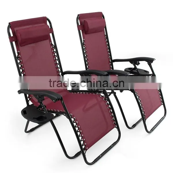 2 Pack Burgundy Folding Infinity Zero Gravity Chair With Cup Holder