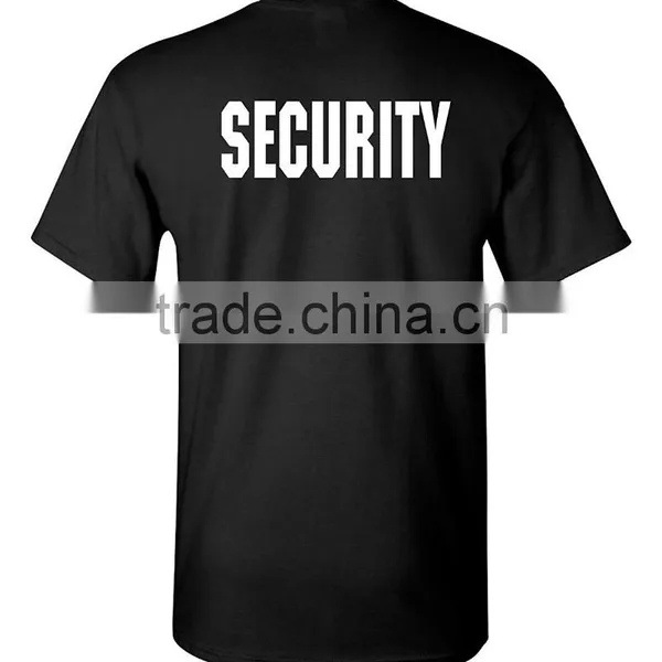 Pre-Shrunk 100% Cotton Short Sleeves Silk Printing T Shirt Black Security Guard Uniforms For Men photo-3