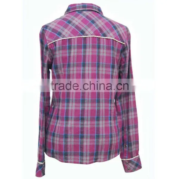New Popular 2016 Women Shirt Latest Long Sleeve Fit Plaid Cotton Shirt Summer Spring Fall Fashion Grid Shirt photo-2
