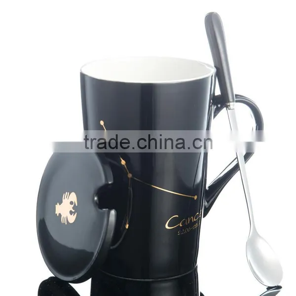 2017 Hot Sell 420 ML Ceramic Tea Cup Coffee Cup Mug Cup With Lid And Spoon photo-2