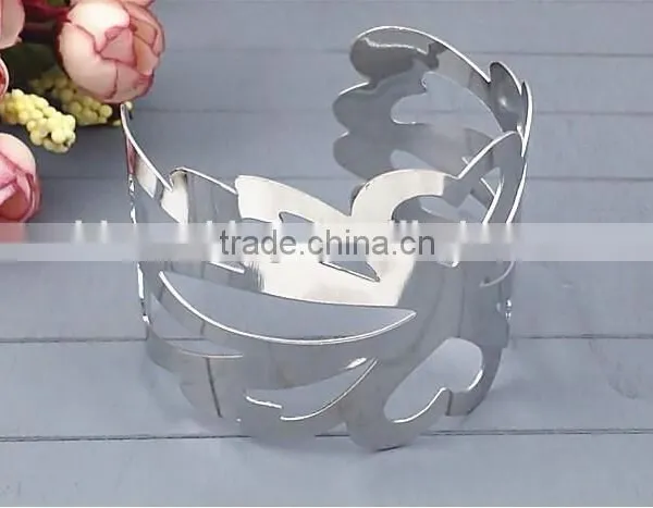 Elegant Metal Floral Bracelet Bangles, Silver Charm Hollow Flower Bangle Vners Jewelry photo-2