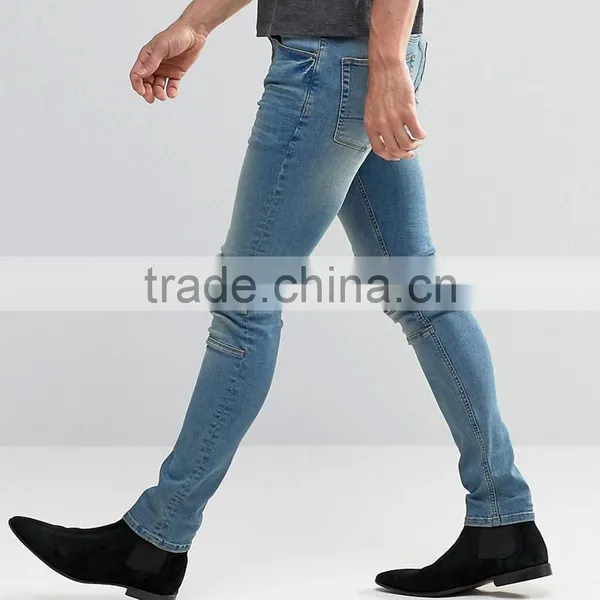 2017 Euro Fashion Denim Mens Jeans Made in China Motor Motorcycle Skinny Biker Jeans. photo-2