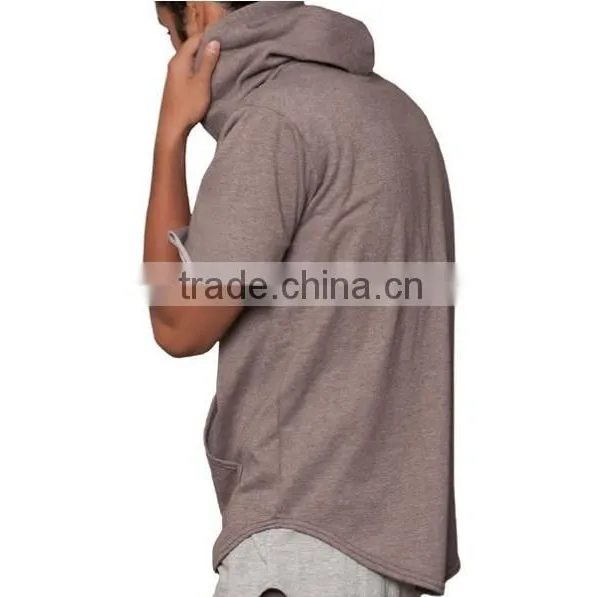High Quality Custom 100% Cotton Plain Curved Hem Hoodie With Double Pockets photo-2