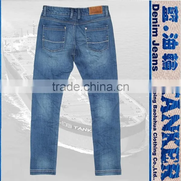 T1144K-2 Medium Indigo Kids Boys Girls Handcraft Pants Trousers Wrinkle Slim Jeans photo-4