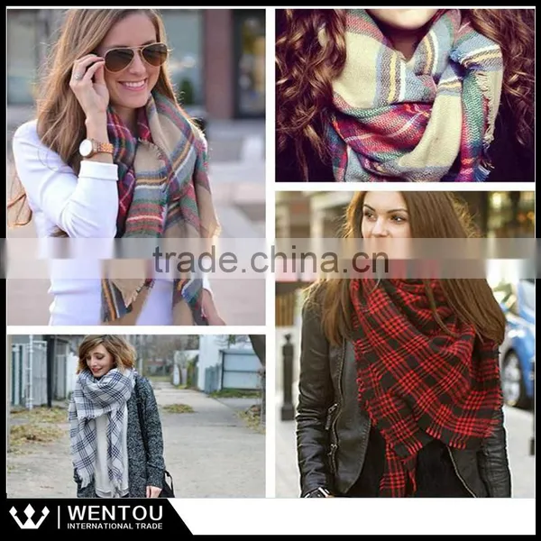 Wholesale Oversized Plaid Tartan Blanket Scarf photo-5