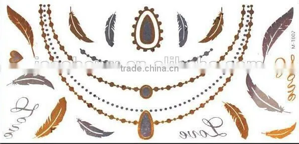 2015 Hot Sale Gold and Silver Feathers Tattoo Stickers photo-5