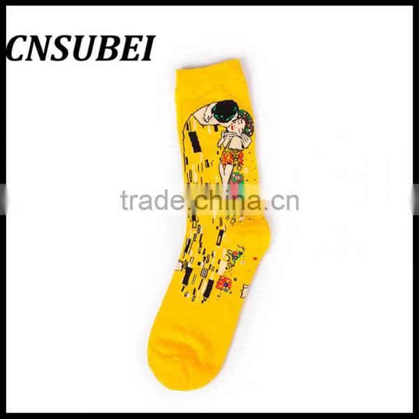 European and American Painting Pattern Retro Literary Personality Cotton in Tube Socks photo-5