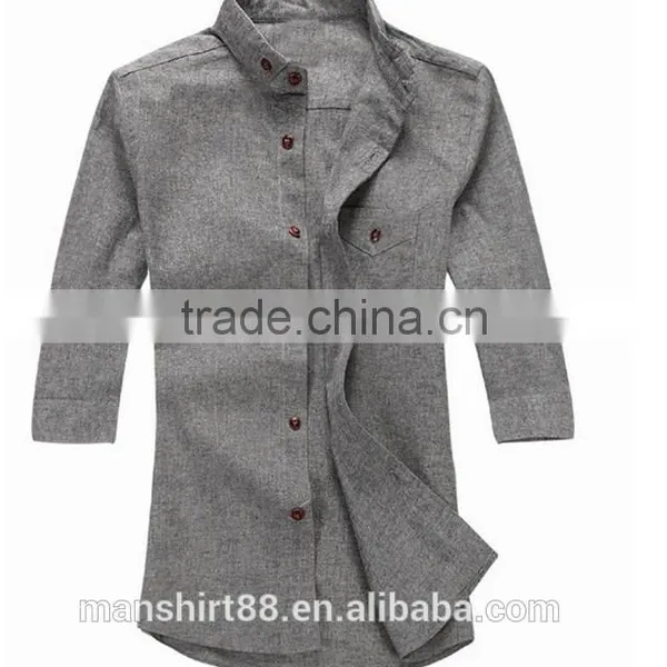 Men Dress Shirts Cotton Fabric Fashion Three-quarter Sleeve Men Shirt photo-3