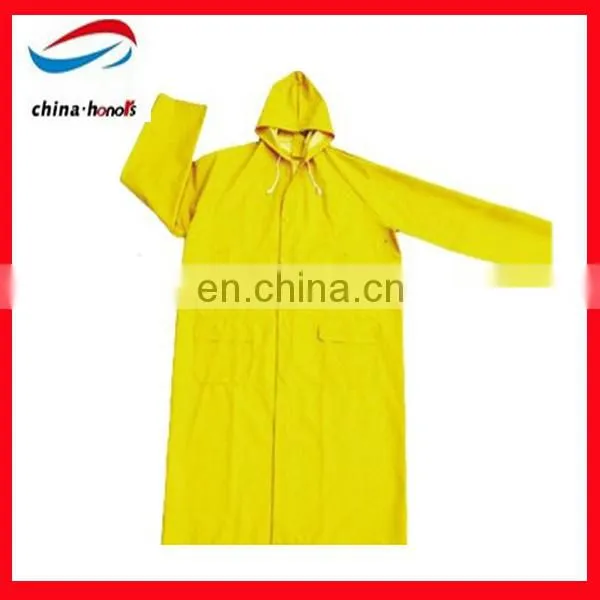 yellow pvc/polyester long raincoat
