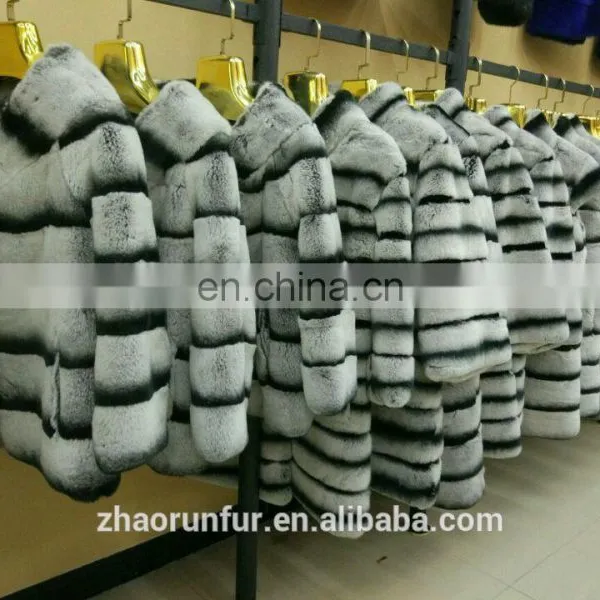 New Style Winter Warm Fashion Rex Rabbit Fur Coat Chinchilla Fur Parka photo-6
