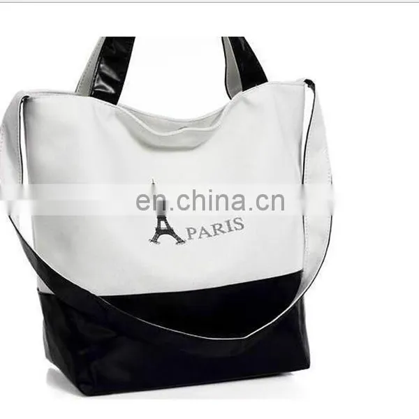 Paris Mark Double Using Cheap Durable Canvas Satchel Handbag photo-4