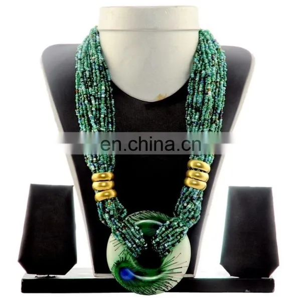Banjara Pearl Beded Western Necklace-Indo Western Banjara Necklace-Costume Peacock Style Jewelary photo-4