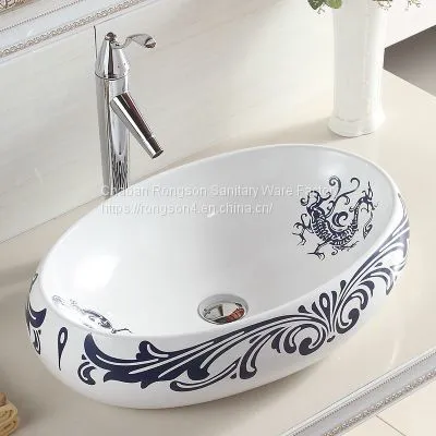 Simple Red Color Modern Design Tabletop Ceramic Sanitary Ware Square Wash Hand Basin With One Hole for Bathroom Used photo-2