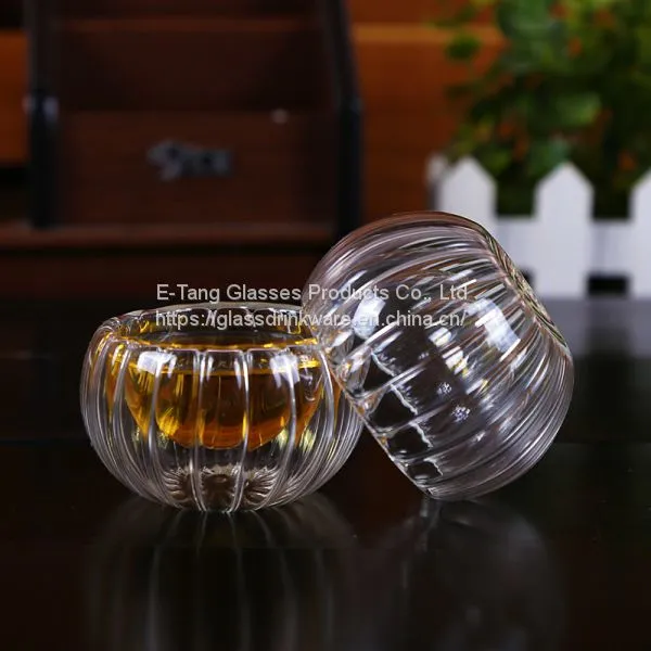 Wholesale Factory Directly Pumpkin 50ml Glass Cup, Drinking Glasses, Double Wall Mini Glass