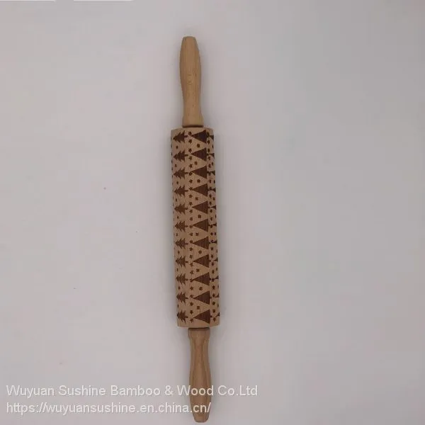 Wooden Rolling Pin,Made of Beech Wood,with Laser Printing photo-5
