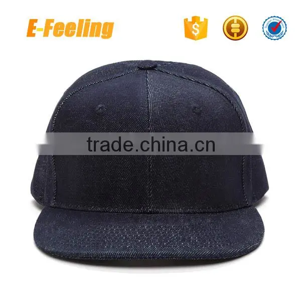 High Quality Plain Denim Snapback Hat Blank Jean Snapback Cap photo-4