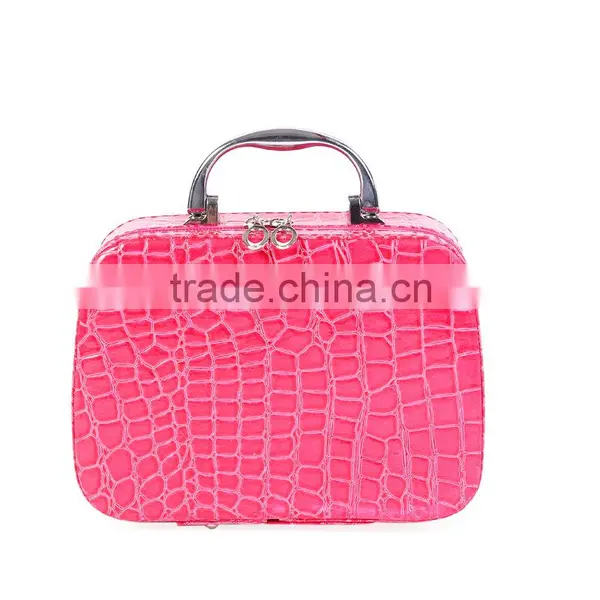 New Style Korean Nail Art Retro Portable Crocodile Grain Large Capacity High Grade Cosmetic Bag photo-3