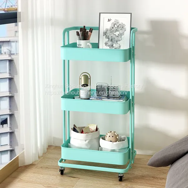 Kitchen Cart With Baskets Wheel Trolley For Kitchen Stainless Steel Vegetable Trolley photo-2