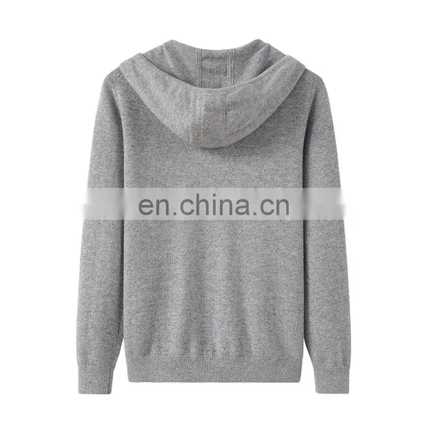100% Cashmere Women's Casual Hoodie Comfortable Full Zip Cardigan Hood Knitted Solid Pattern Winter Season Front Logo Position photo-2