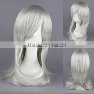 High Quality 55cm Medium Curly Nabari no Ou Wig Kurookano Shijima Silver White Wig Synthetic Anime Wig Cosplay Hair Wigs photo-2