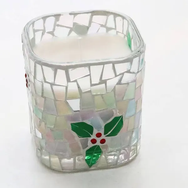 Mosaic Vase Glass Vessel Jar Glass Candle Holder Glass Jar photo-2