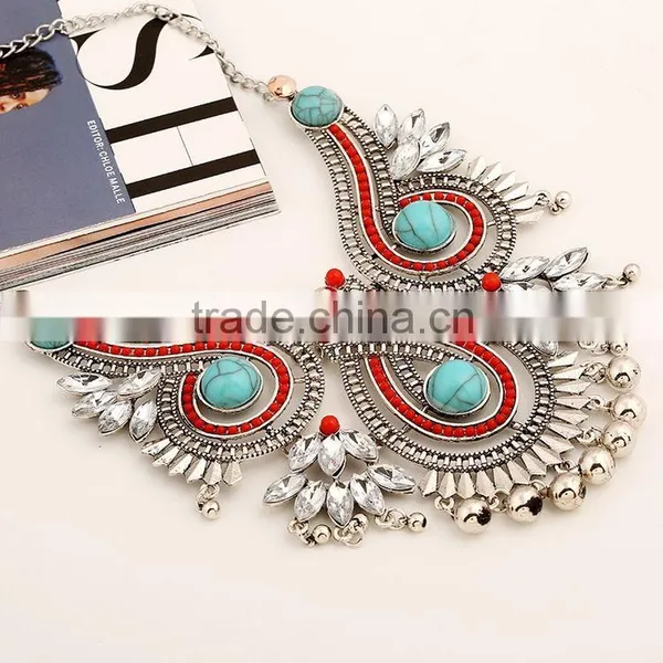 Women Jewelry Set Vintage Boho Turquoise Tassel Pendant Jewelry Sets photo-5