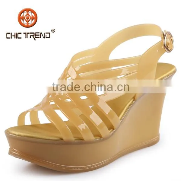 2015 Fashion Women Shoes Crystal Sandals Waterproof Shoes Wedges Transparent Jelly Sandals
