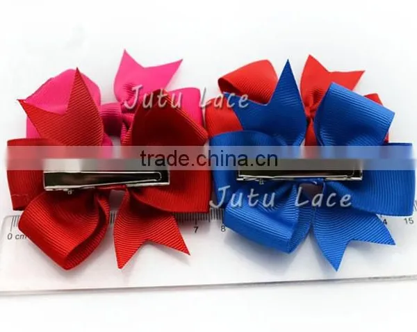 Low-priced Grosgrain 8cm Ribbon Bow With Hair Clips in 40colors- Children Girl Hair Accessories Clips photo-3