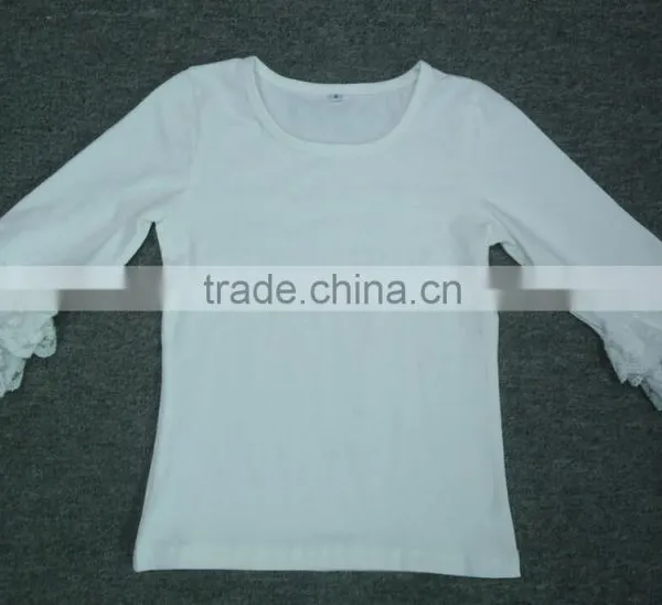 Baby Classic Style Long Sleeve Lace Shirt,Ivory White Lace T Shirts for Girls photo-4