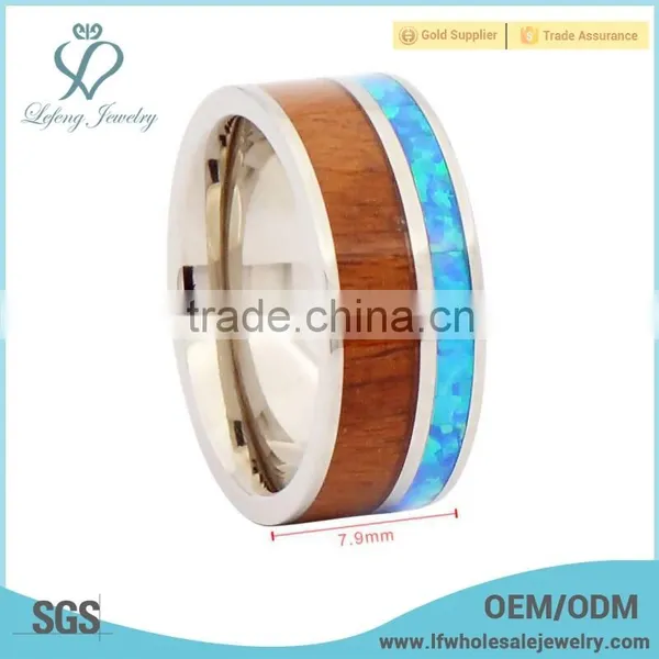 High Quality Camoflage With Wood Grain Inlay Titanium Ring photo-3