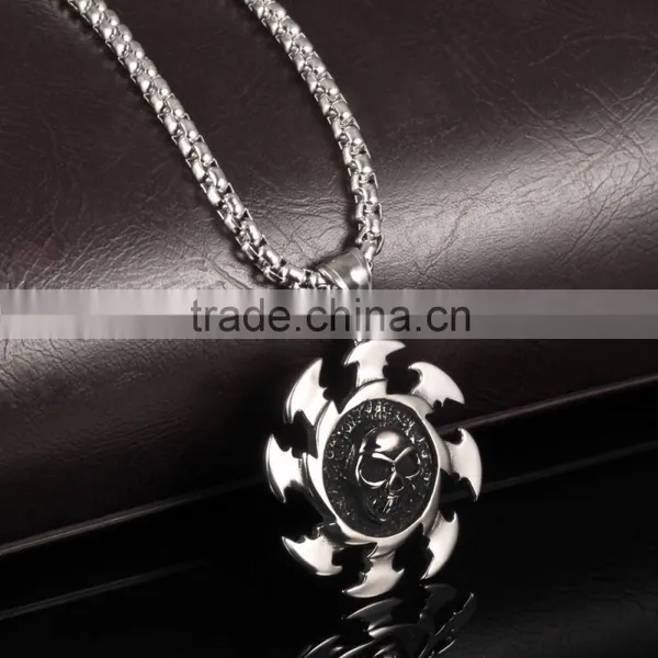 Wholesale Fashion 316l Stainless Steel Skull Necklace With Sun for Men Gift photo-3