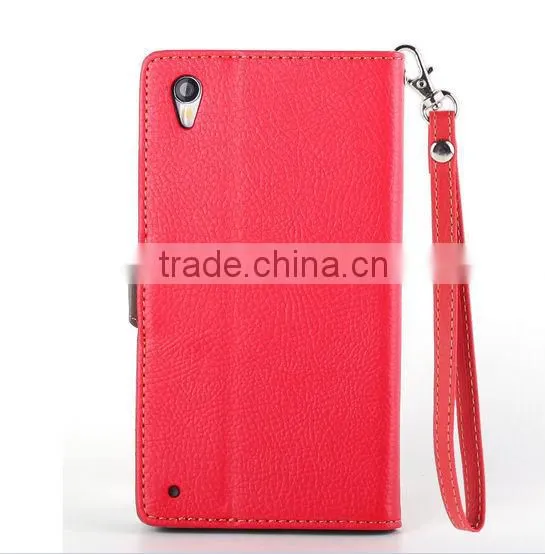Newest Product Flip Hit Color Pattern Wallet Leaf Buckle Leather Case for Sony Xperia Z4 With Stand photo-2