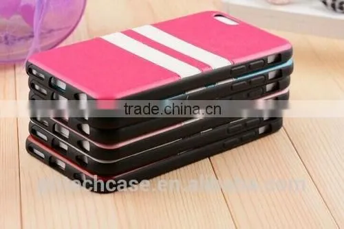Stripe Pattern TPU Back Cover PU Leather Case for IPhone 6 Plus 5.5 Inch photo-3