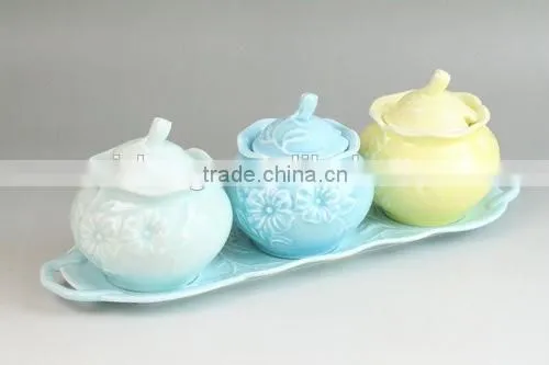 China Suppliers Ceramic Embossed Glazed Sugar Coffee Kitchen Utensil for Coffee Dinner Set photo-5