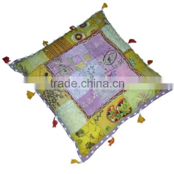 RTHPFC - 2 Flower Cushion Cover Beautiful Embroidered Khambadia Work and Ottomans Stylish Home Furnishing Item