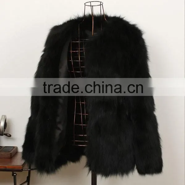 New Fashion Black High Quality Sex Fox Fur Coat Woman photo-6