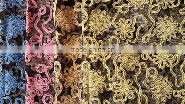 Lace-Fabric,Burning Flower Bud Silk Fabrics,Cotton Yarn Flower Guipure Lace Fabric