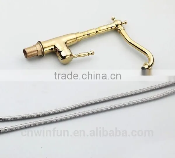 Sanitary Ware Kitchen Basin Sink Faucet Gold Brushed Kitchen Faucet photo-6