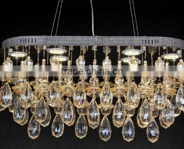 WD-6908PA/PLA Ellipse Champagne Gold K9 Top Grade Crystal Pendant Light photo-2
