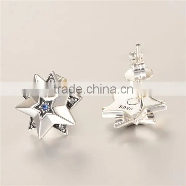 Simple Design Star Shape Stud Silver Earrings For Women photo-4
