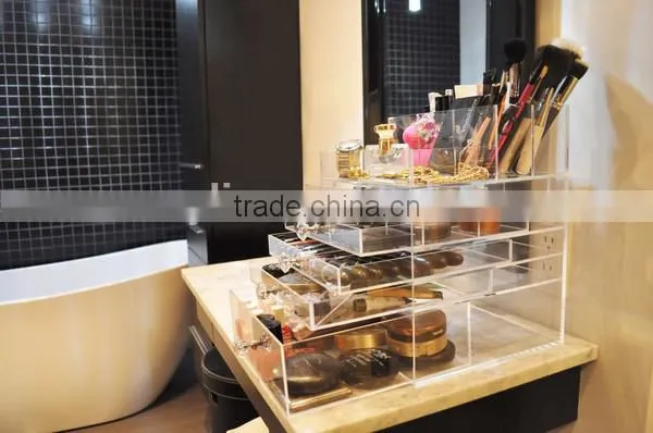 Customize Fashion Clear Multi Drawers Acrylic Makeup Box Cosmetic Makeup Organizer photo-3