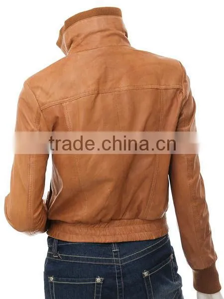 Women Leather Jackets With Straight Collar photo-2