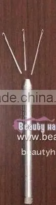 Fashion 12 Pcs Hair Extension Hook Pulling Tool Needle Threader Micro Rings Beads Loop Wooden Handle With Iron Wire Hotting photo-5