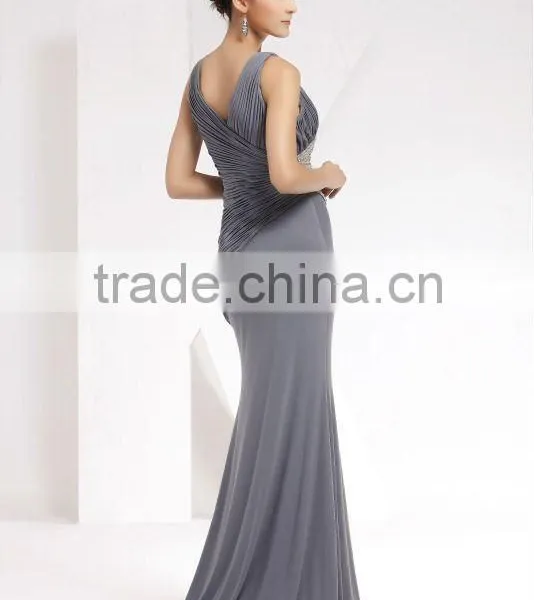 Sleeveless V Neck Cotton Long Maxi Dress Mother The Bride Dress photo-3