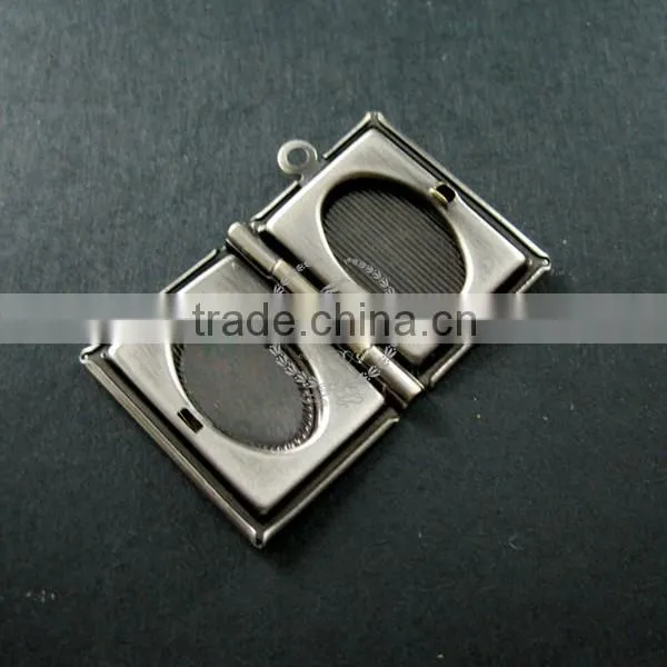 19x26mm Vintage Style Antiqued Silver Brass Book Shape Sqaure Photo Locket Pendant Charm DIY Supplies 1193002 photo-3