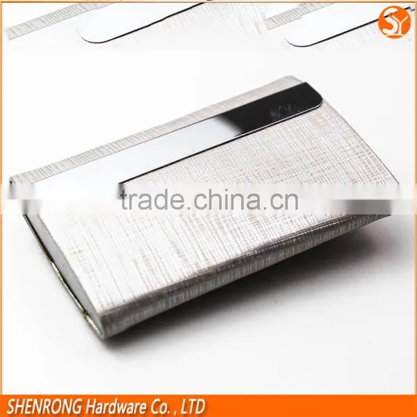 Double Swtichs Opening PU Leather Card Case Holder With Stainless Steel Strip and Magnetic Closure photo-2